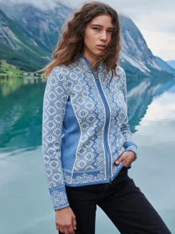 Store Dale of Norway Christiania Ulljakke - Merino Lys Bla Offwhite