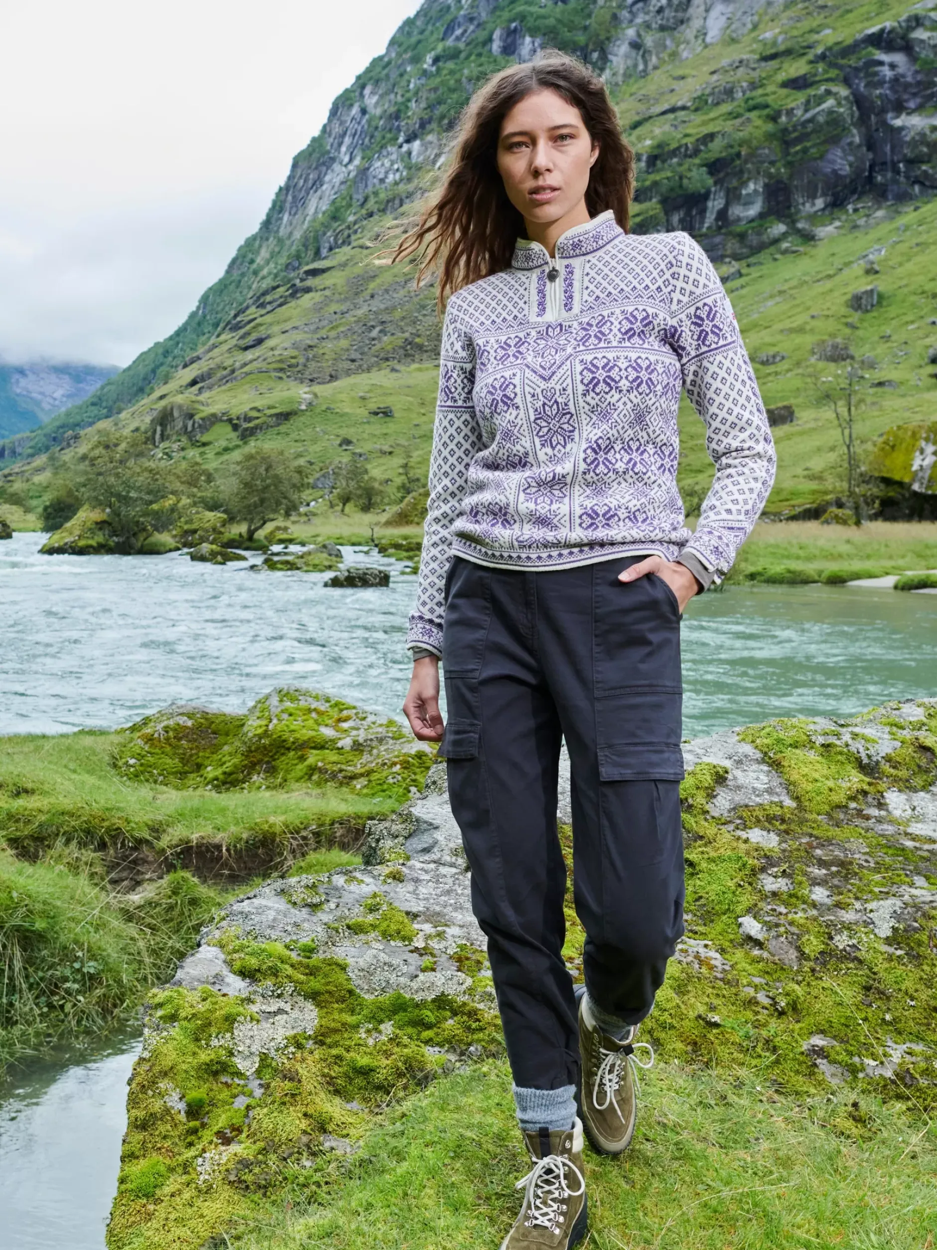 Online Dale of Norway Peace Ullgenser Offwhite Mork Lilla