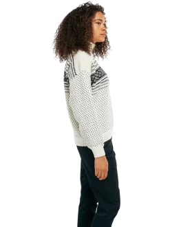 Store Dale of Norway Valloy Ullgenser Dame Offwhite Sort