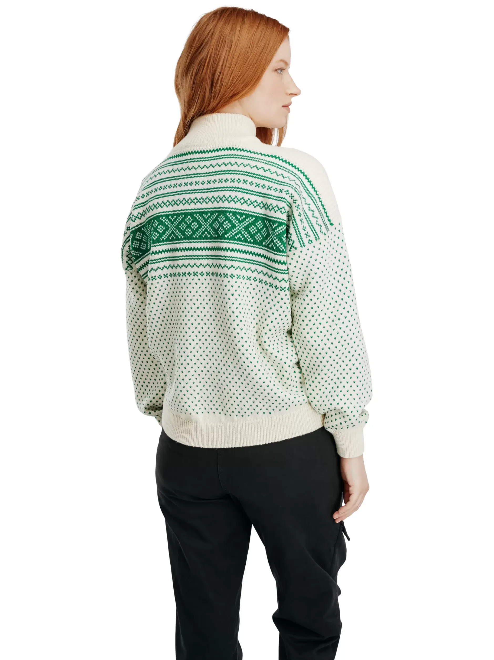 Store Dale of Norway Valloy Ullgenser Dame Offwhite / Lys Gronn