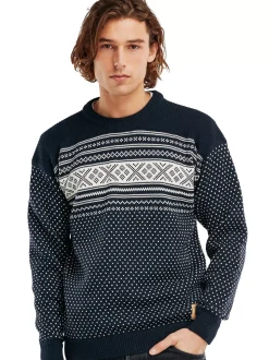 Store Dale of Norway Valloy Ullgenser Herre Navy Offwhite