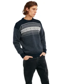 Store Dale of Norway Valloy Ullgenser Herre Navy Offwhite