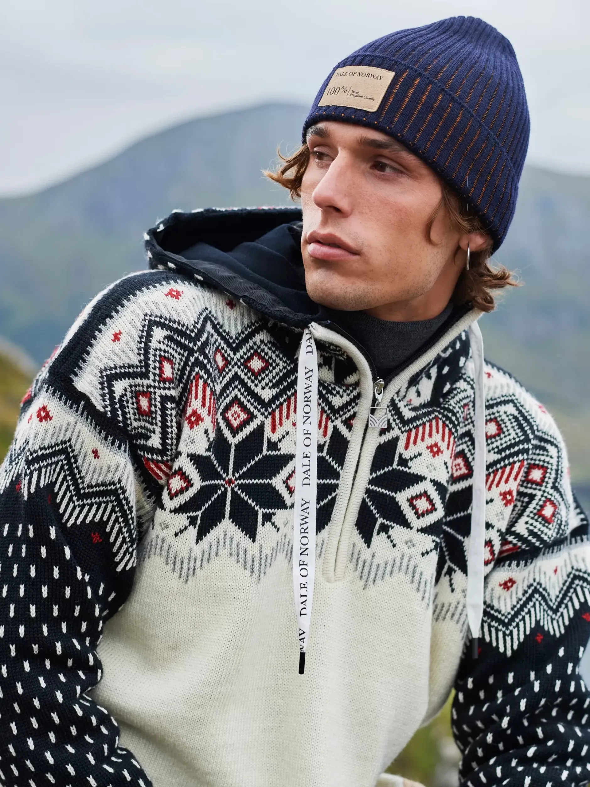 Clearance Dale of Norway Vegard Weatherproof Hettegenser - Norsk Ull Offwhite