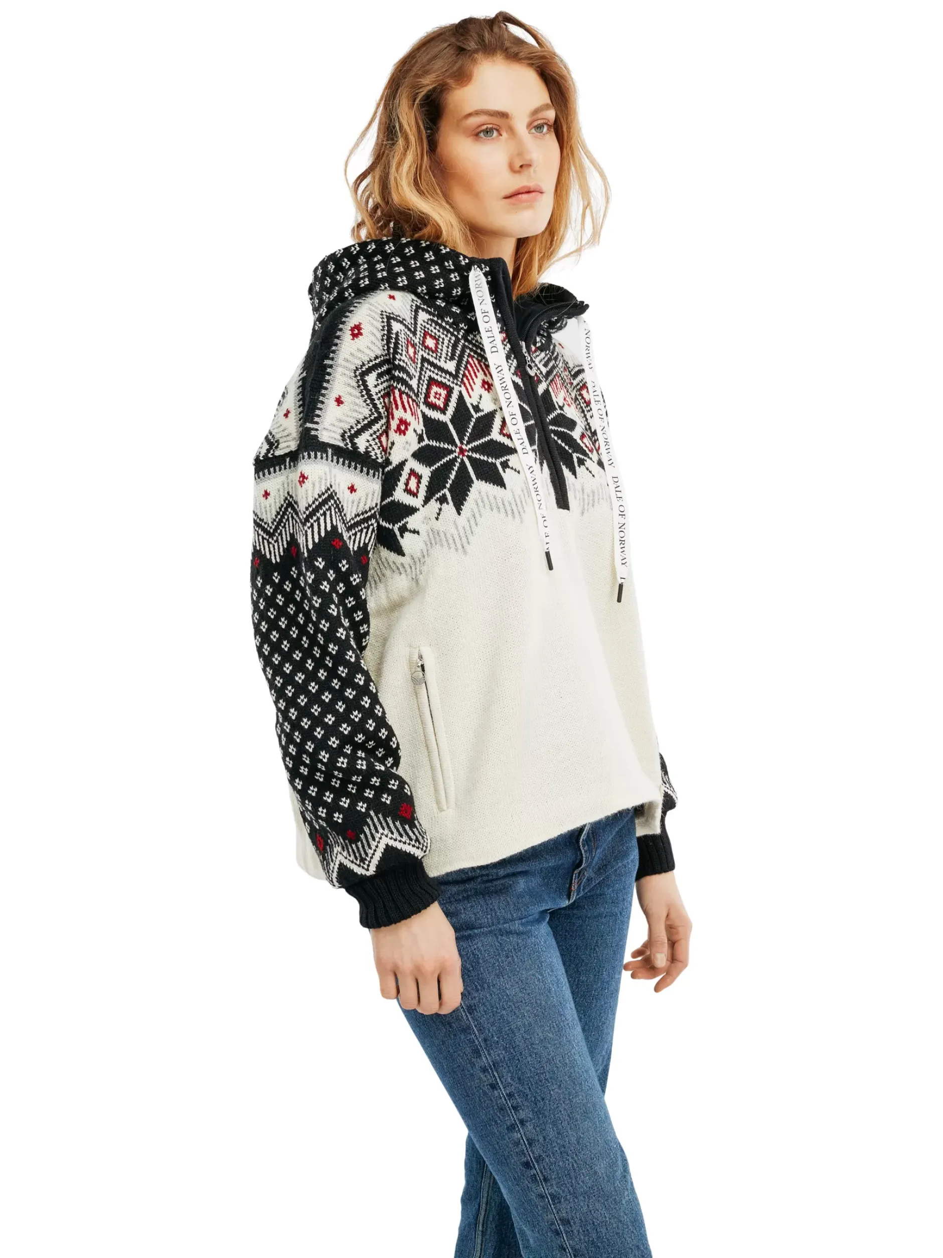 Hot Dale of Norway Vilja Weatherproof Hettegenser - Norsk Ull Offwhite